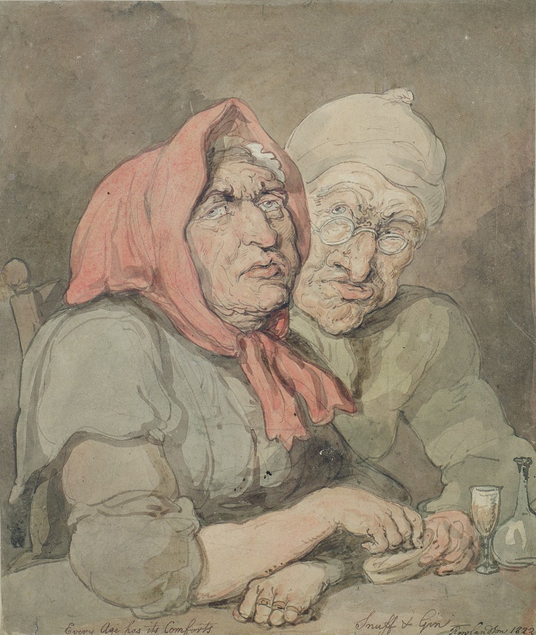 Snus og gin (penn og blekk) av Thomas Rowlandson