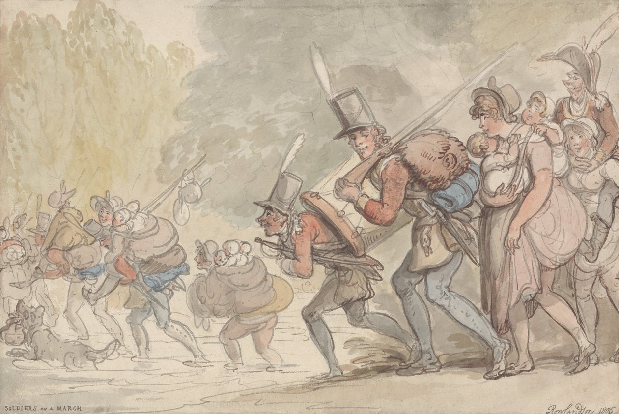 Soldater i mars av Thomas Rowlandson