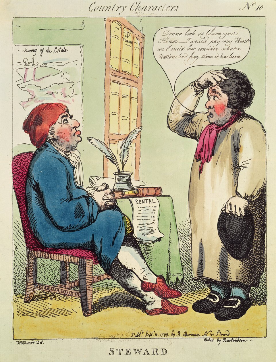 Steward, fra en serie med tittelen Country Characters, 1799 (etsing med wc) av Thomas Rowlandson