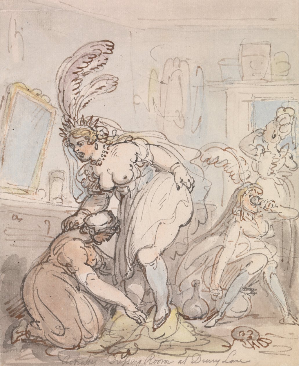 Skuespillernes omkledningsrom på Drury Lane av Thomas Rowlandson