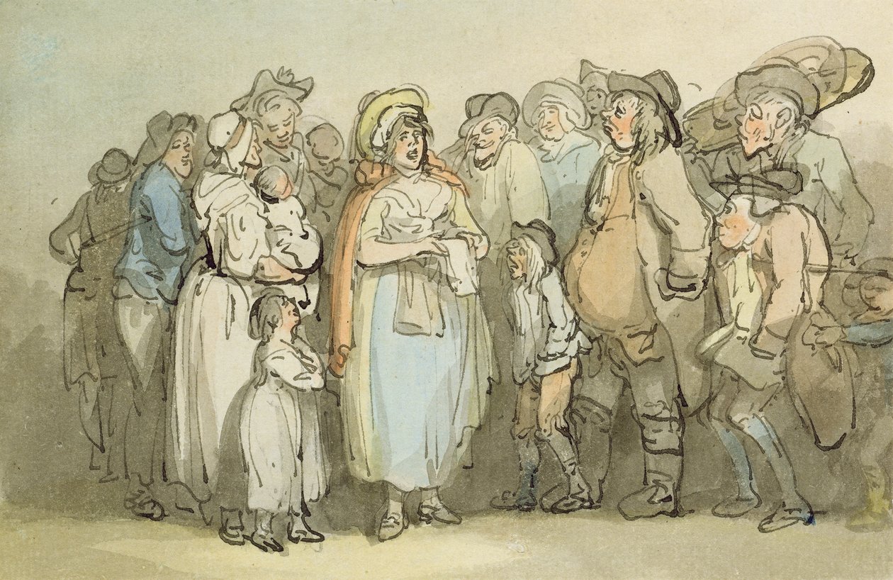 The Ballad Singer (penn og blekk og wc på papir) av Thomas Rowlandson