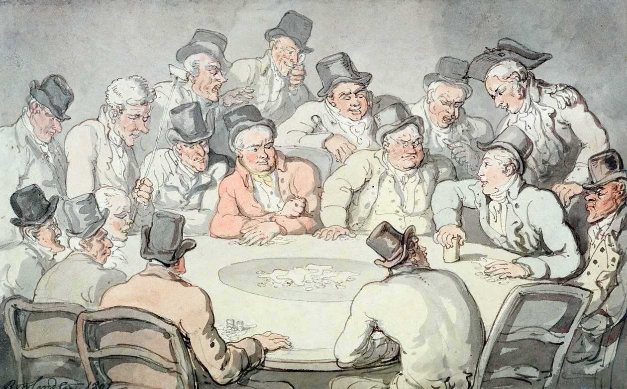 Spillebordet (penn og blekk og wc på papir) av Thomas Rowlandson
