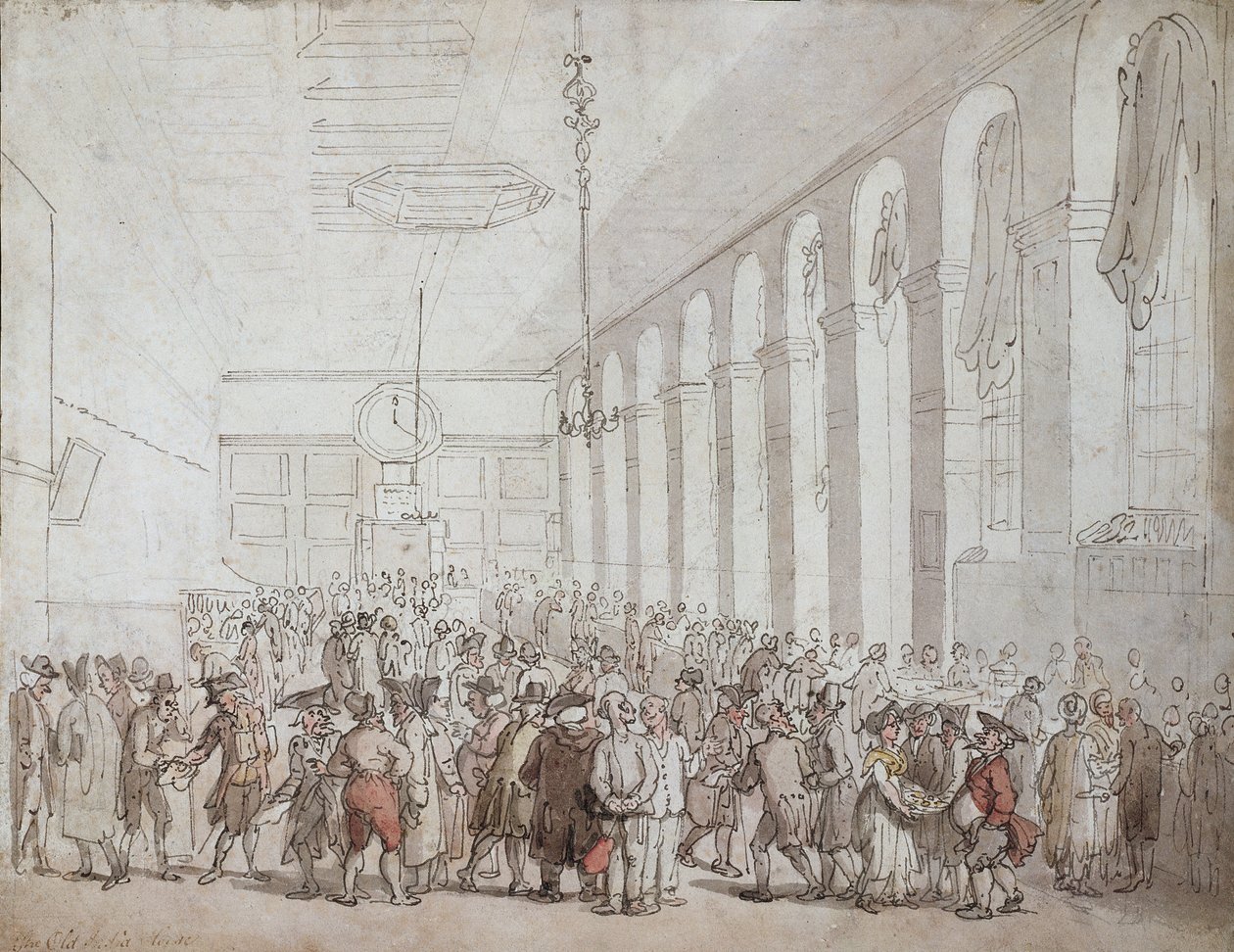 The Old India House (penn og blekk og wc på papir) av Thomas Rowlandson