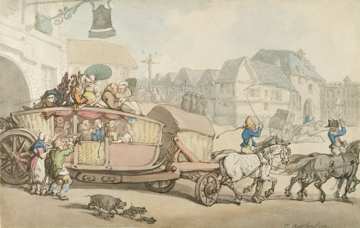 The Paris Diligence (penn og blekk og wc på papir) av Thomas Rowlandson