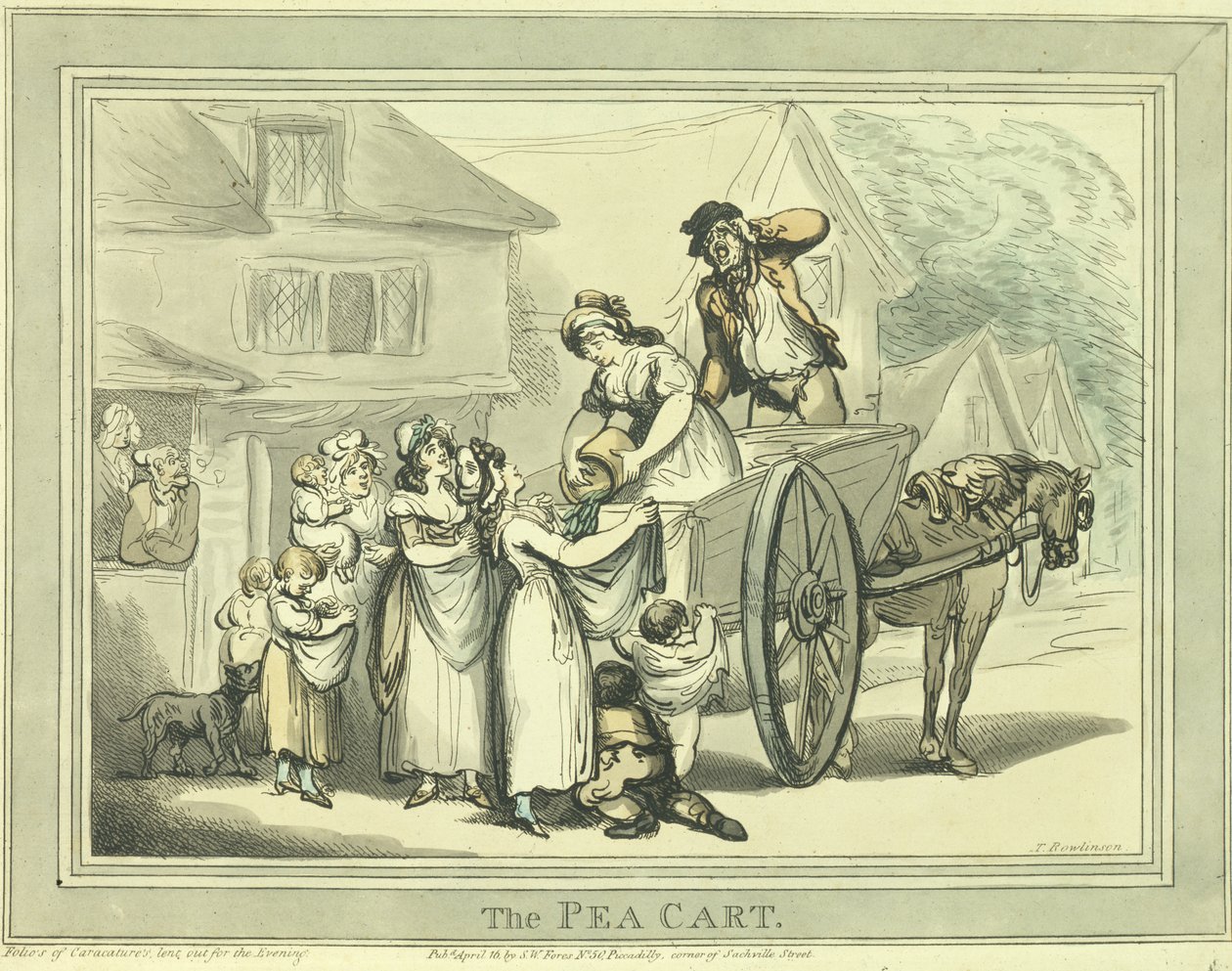 The Pea Cart, pub. av S.W. Fores (farget etsning) av Thomas Rowlandson