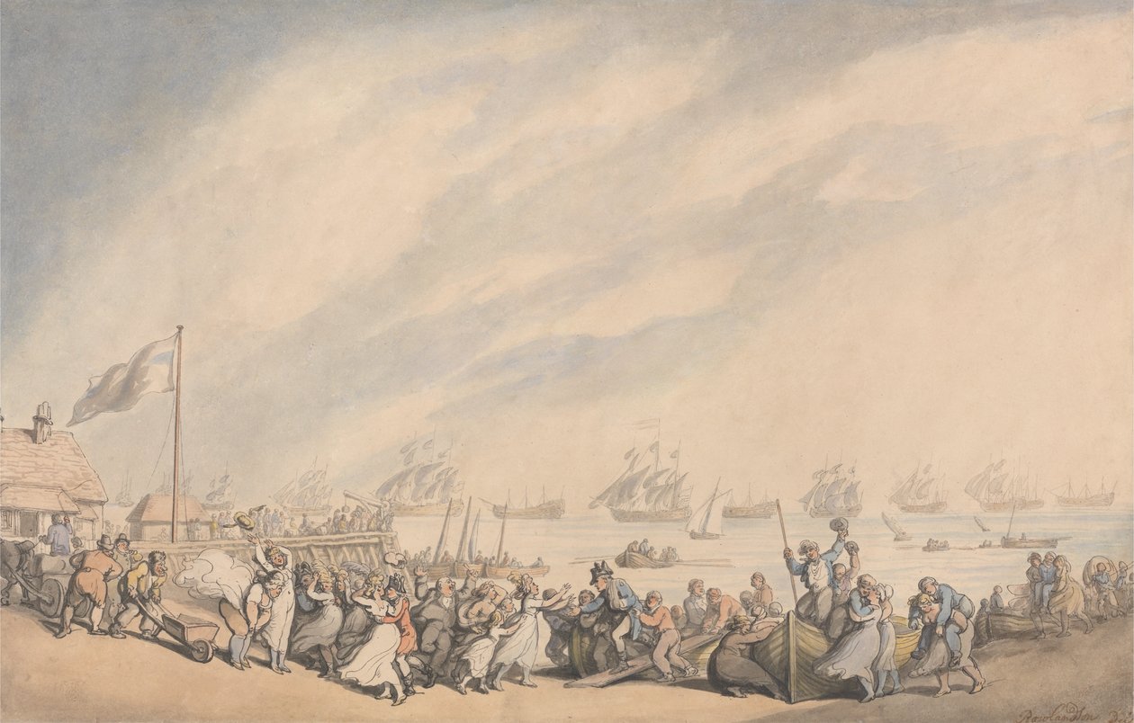 Flåtens retur til Great Yarmouth i 1797 av Thomas Rowlandson