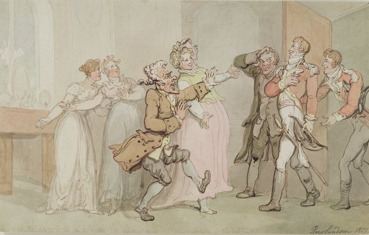 The Return of the Soldier, 1817 (wc og penn og blekk på papir) av Thomas Rowlandson