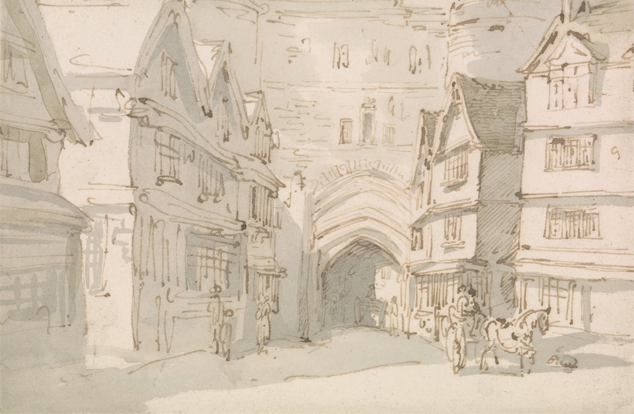 Sørporten, Exeter av Thomas Rowlandson