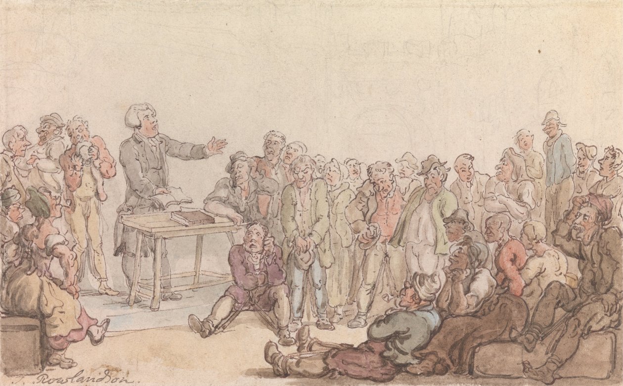 Vikar i Wakefield- Predikant som forkynner for fangene av Thomas Rowlandson