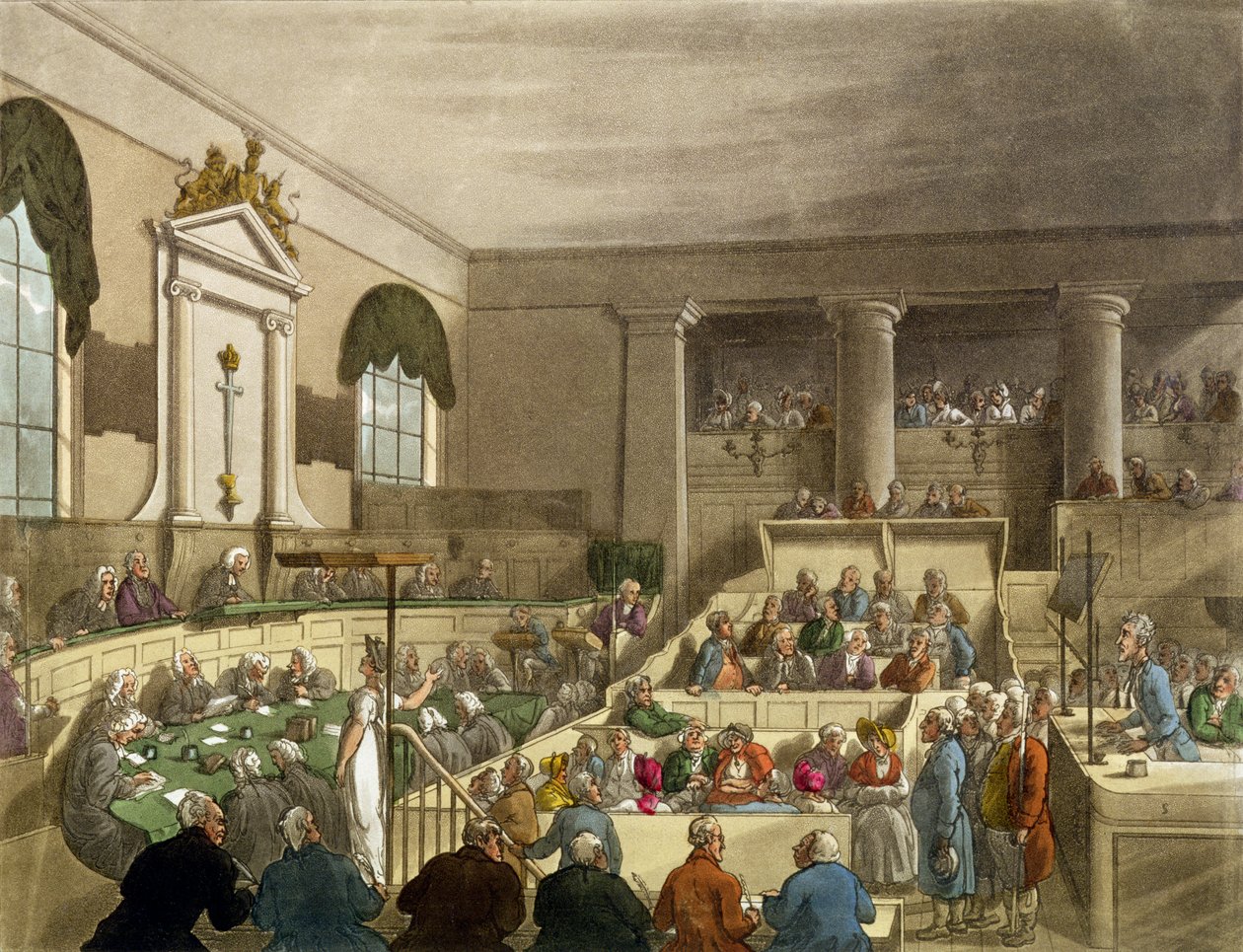 Rettssak pågår på Old Bailey av Thomas Rowlandson