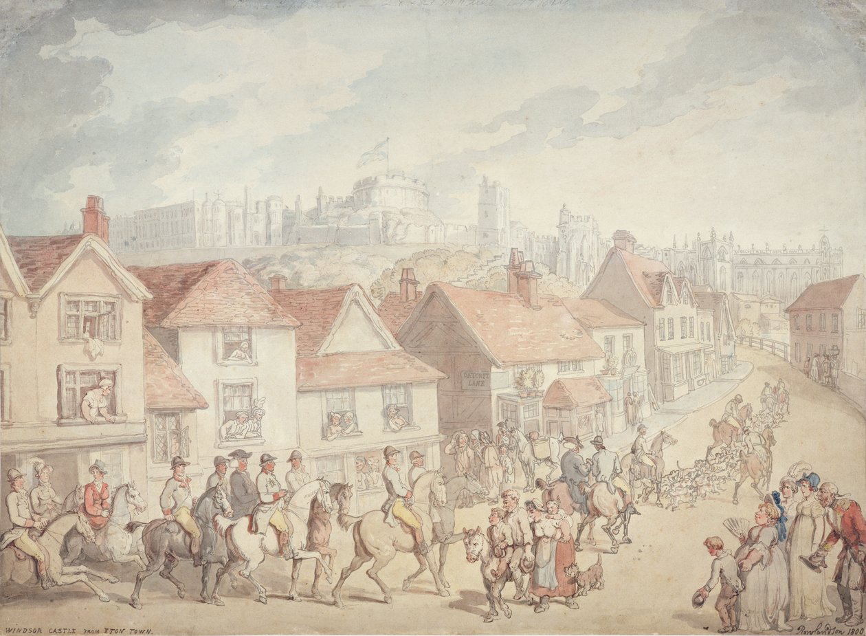 Windsor Castle fra Eton Town, 1800 av Thomas Rowlandson