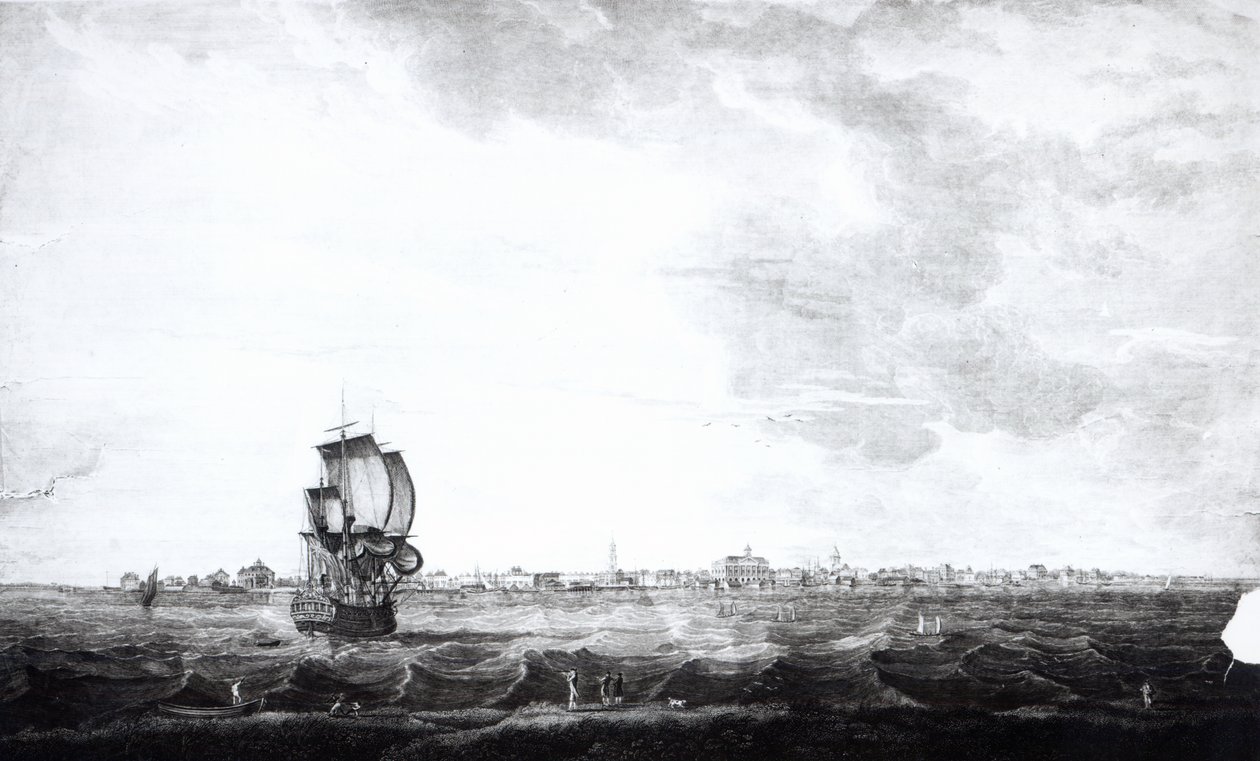 En utsikt over Charles-Town, hovedstaden i South Carolina, gravert av Samuel Smith, 1776 av Thomas Seitch