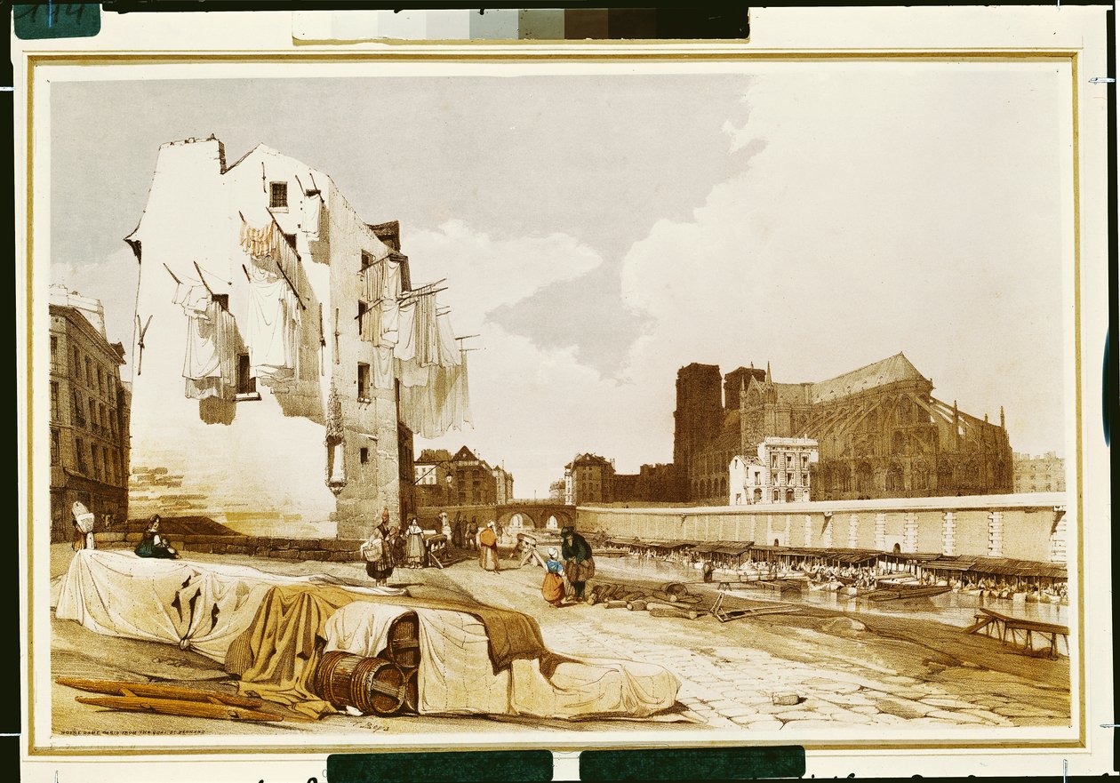 Notre Dame fra Quai St. Bernard av Thomas Shotter Boys