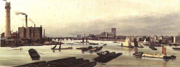 Shot Tower og Westminster, 1842 av Thomas Shotter Boys
