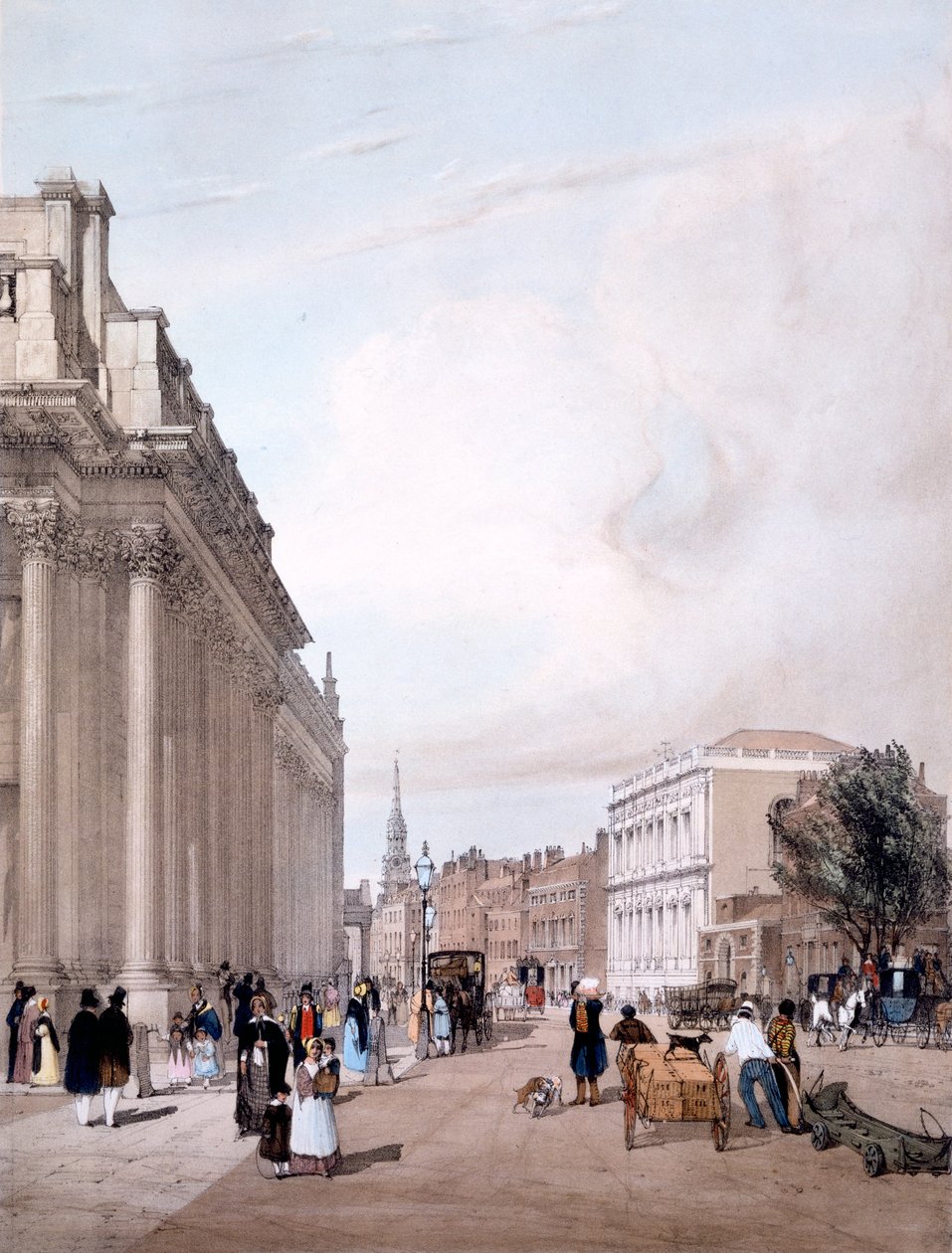 Board of Trade, Whitehall, fra Downing Street, fra 'London as it is Drawn from Nature', 1842 av Thomas Shotter Boys