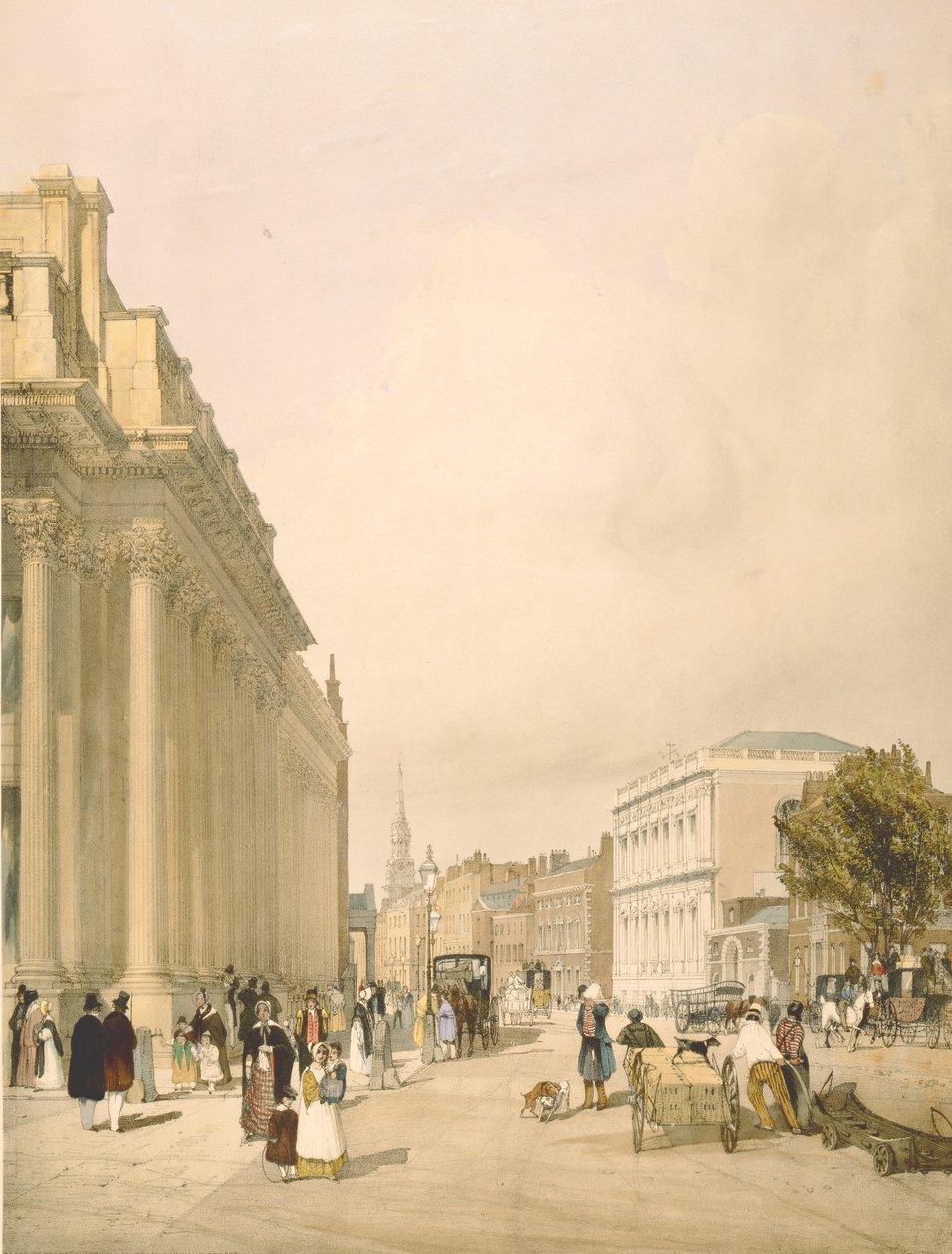 Utsikt over Board of Trade, Whitehall fra Downing Street, 1842 av Thomas Shotter Boys