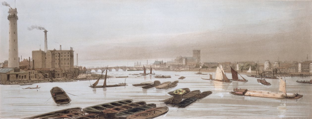 Westminster fra Waterloo Bridge, som inkluderer Shot Tower, fra 