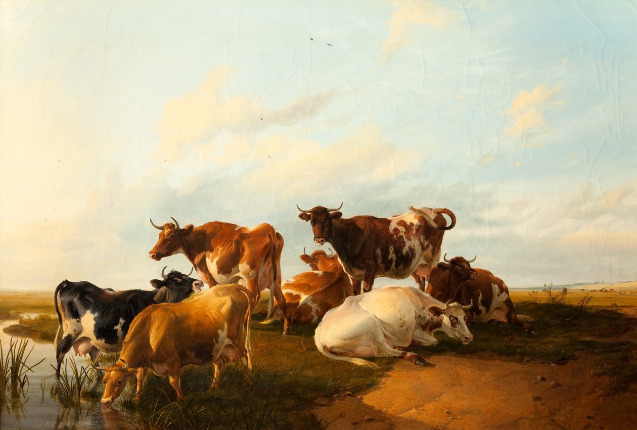 Evening in the Meadows, 1871 av Thomas Sidney Cooper