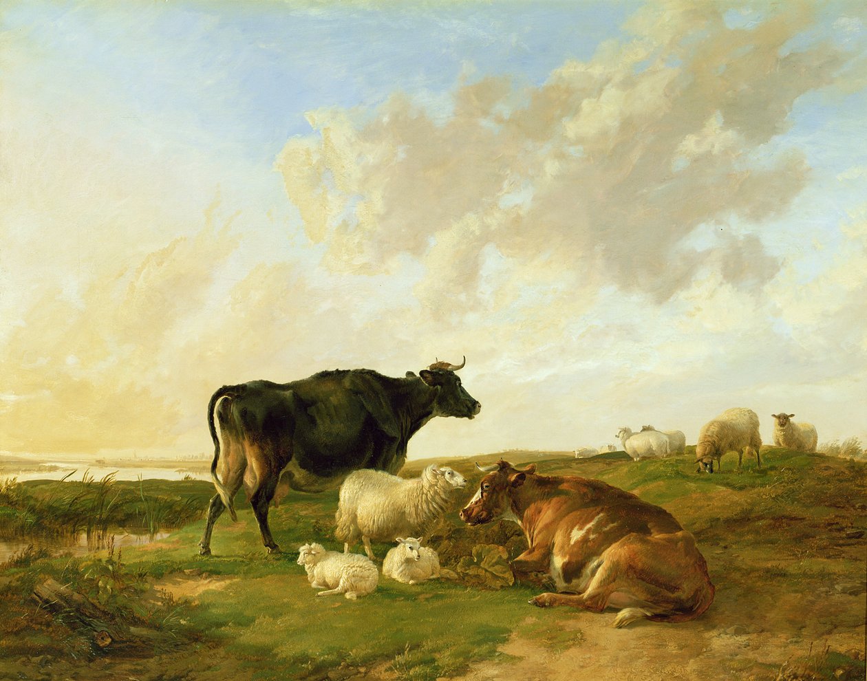 Landskap med kyr og sauer, 1850 av Thomas Sidney Cooper