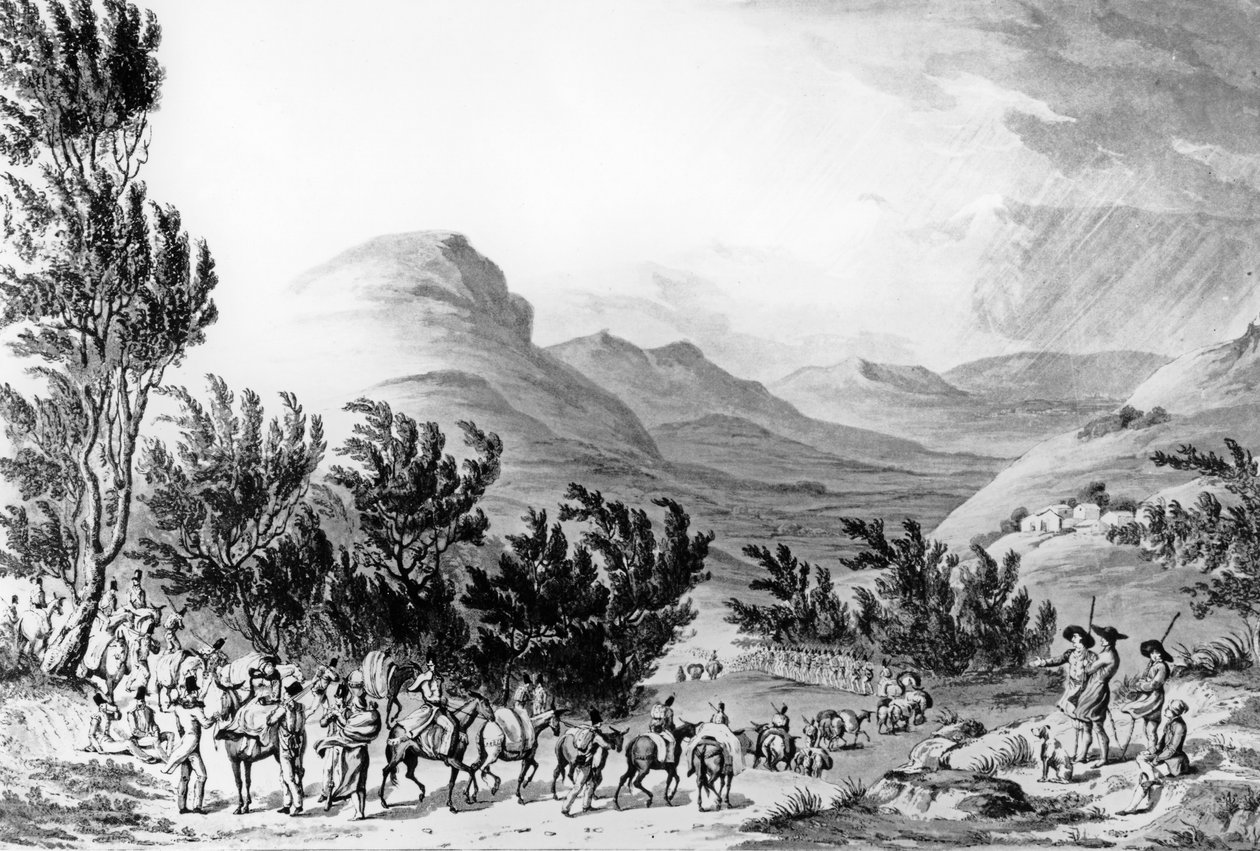 Serra de Estrella eller de Neve, bagasjemarsjen etter hæren, 16. mai 1811, gravert av Charles Turner, 1815 av Thomas Staunton St. Clair