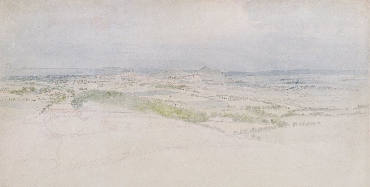 A Distant View of Edinburgh, 1809 (wc over grafitt på papir) av Thomas Stothard