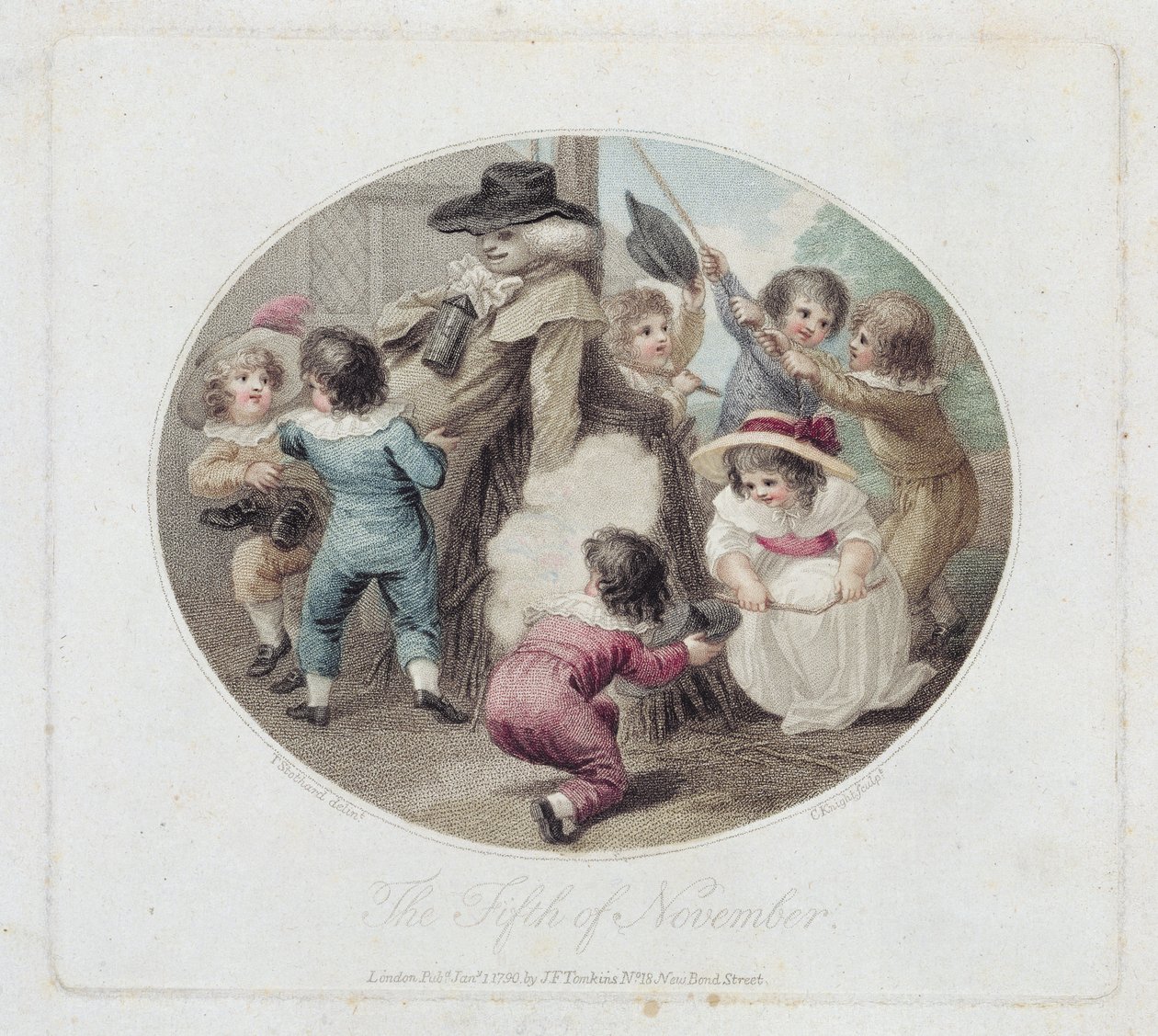 Den femte november, gravert av Charles Knight (1743-c.1826), pub. av J.F. Tomkins, 1790 (stippgravering) (par 125881) av Thomas Stothard