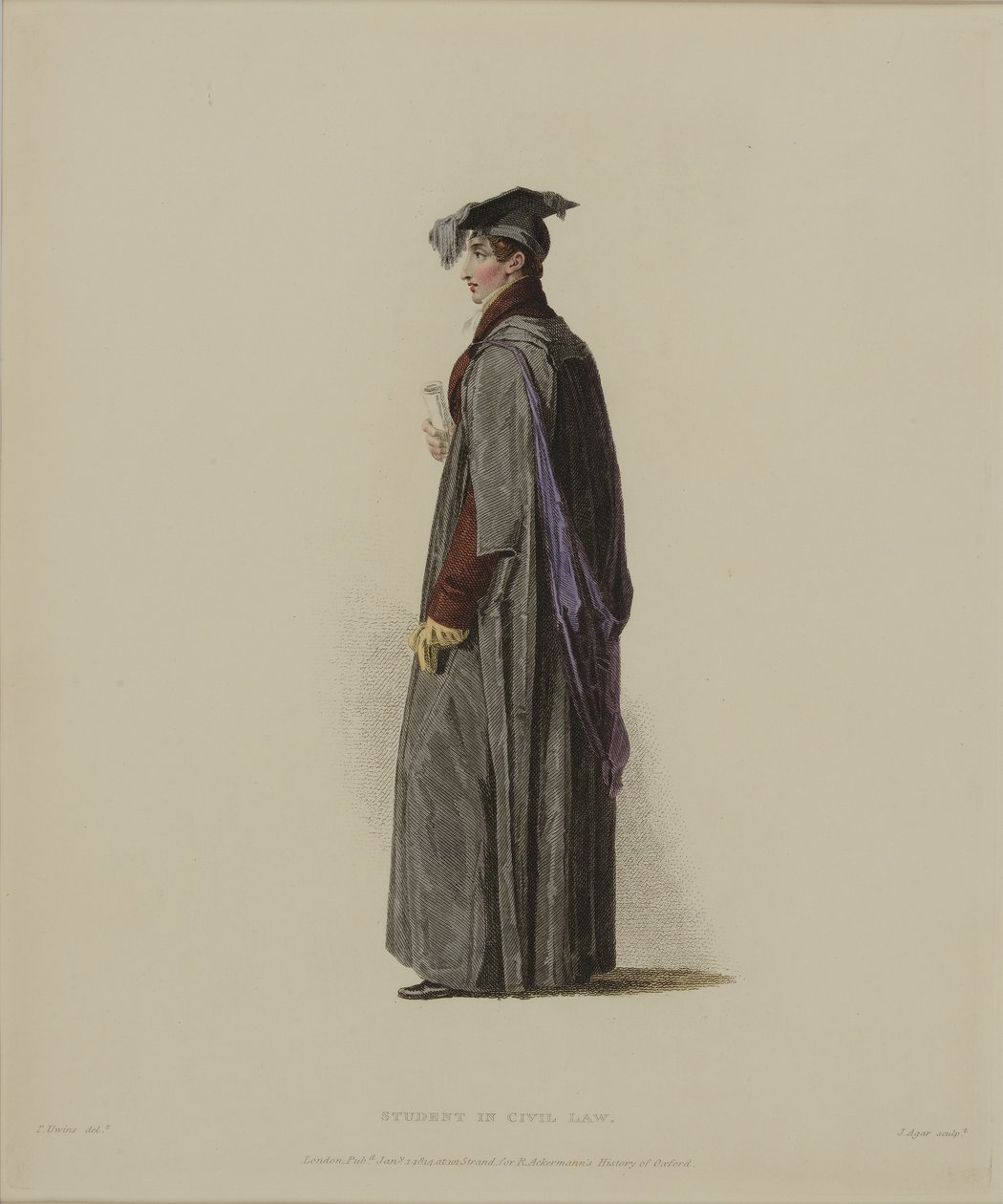 Student i sivilrett, gravert av J. Agar, publisert i R. Ackermanns 
