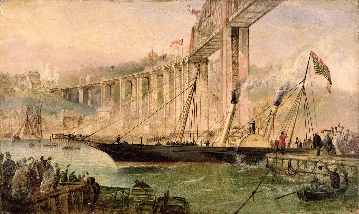 Åpningen av Saltash-broen av Prince Albert, 2. mai 1859, ca. 1859 av Thomas Valentine Robins