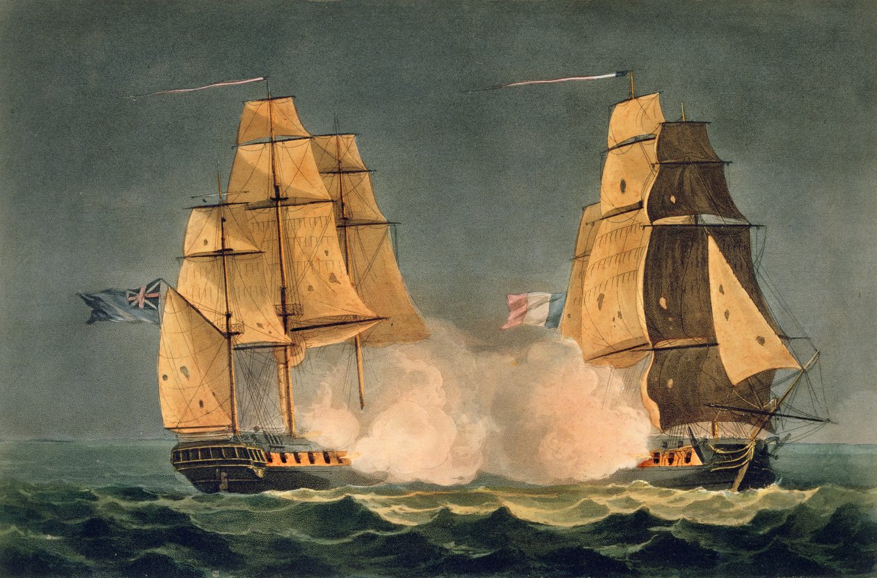 Capture of La Nereide, 21. desember 1797, gravert av Thomas Sutherland for J. Jenkins 