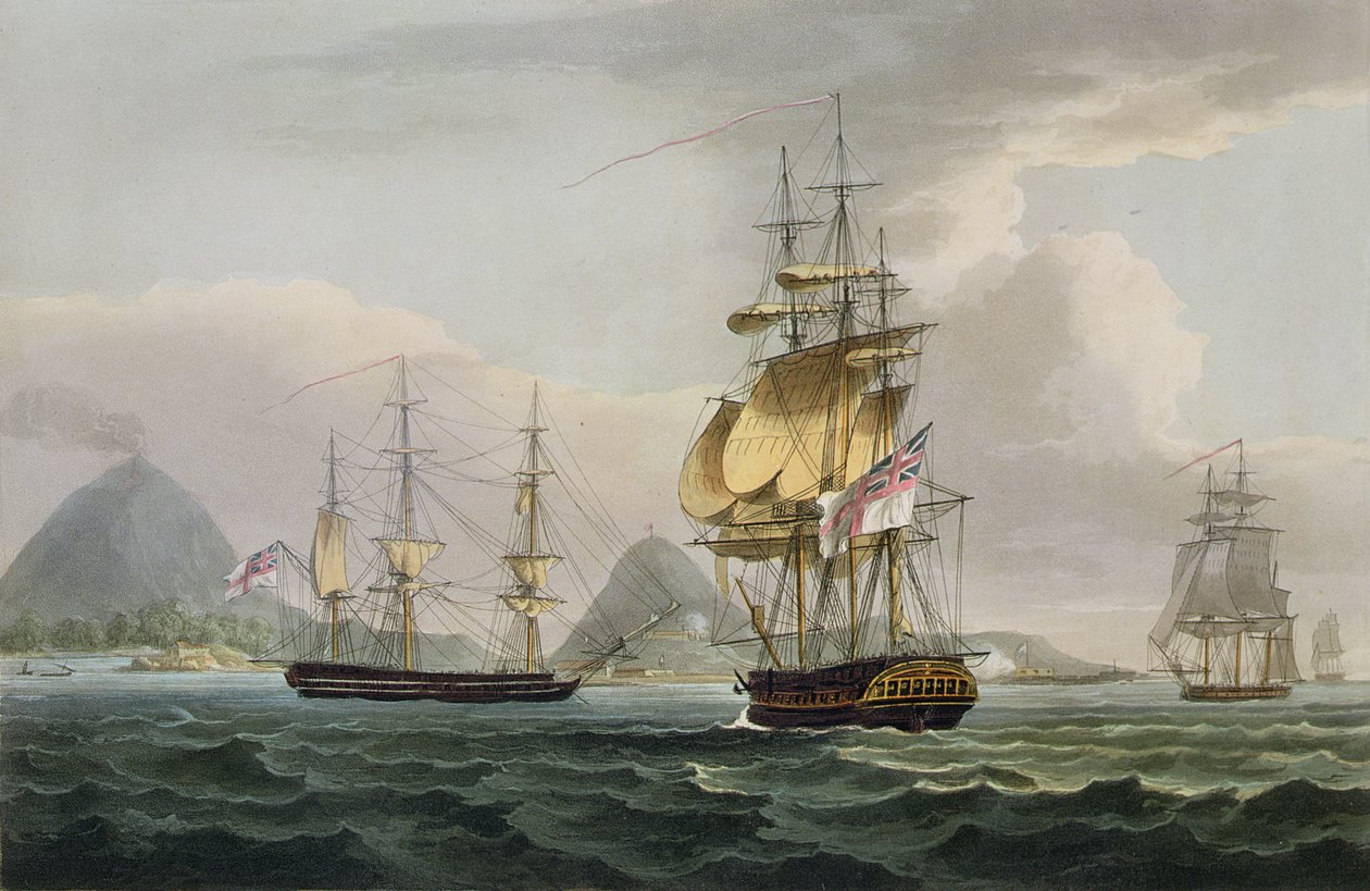 Capture of the Island of Banda, 9. august 1810, gravert av Thomas Sutherland for J. Jenkins 