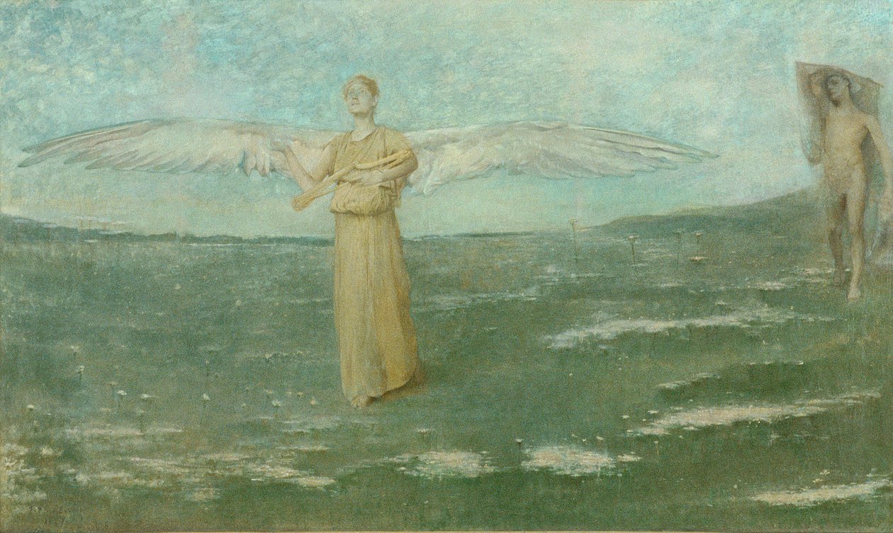 Tobias og engelen, 1887 av Thomas Wilmer Dewing