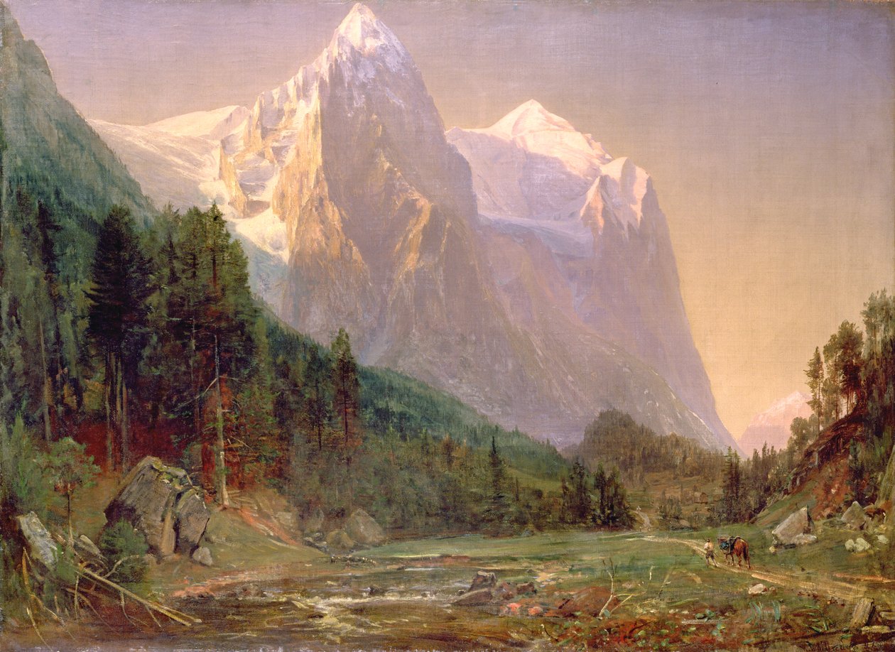 Soloppgang på Wetterhorn, 1858 av Thomas Worthington Whittredge