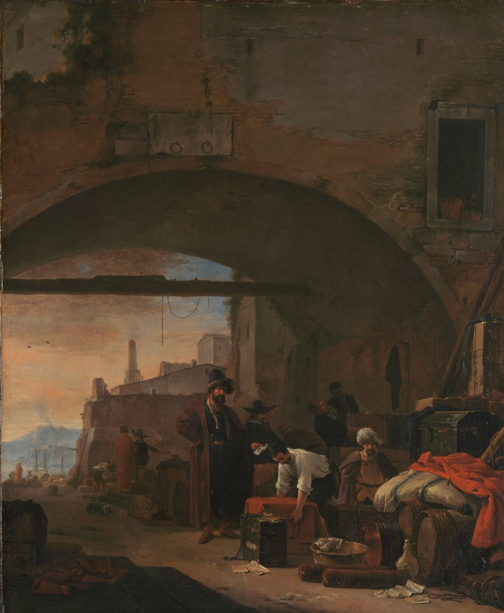 Utsikt over en Levantinsk havn, 1640-77 av Thomas Wyck
