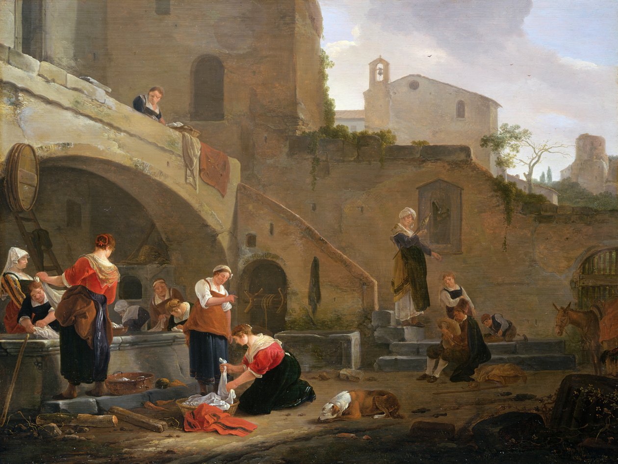 Vaskekvinner ved en romersk fontene av Thomas Wyck