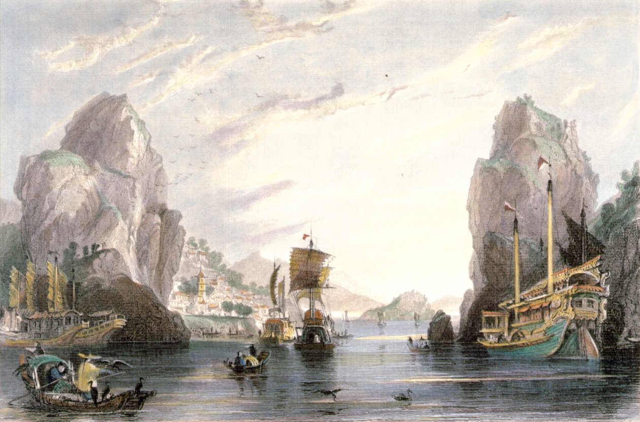 Shi-Mun, eller Rock Gates, ca. 1850 av Thomas Allom
