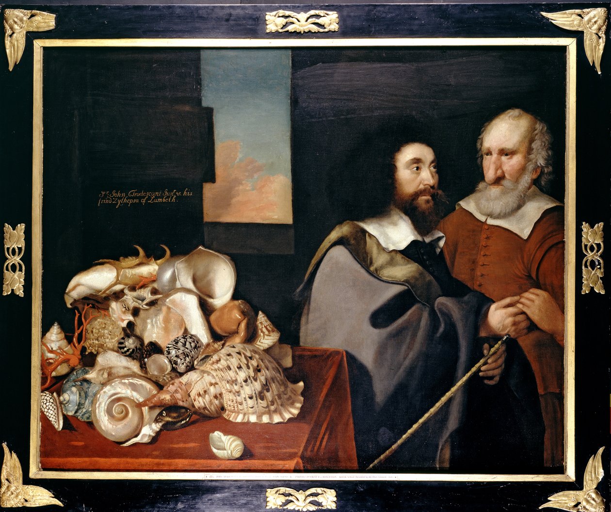 John Tradescant den yngre med Roger Friend og en samling eksotiske skjell, 1645 av Thomas de Critz