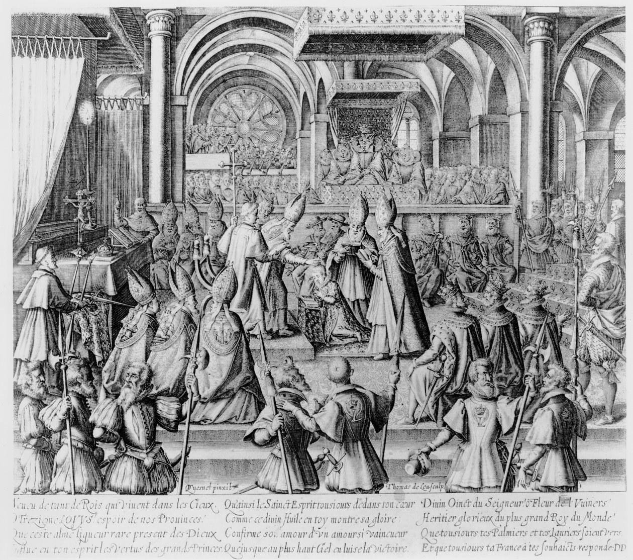 Kroningsseremoni av Ludvig XIII i Reims, 17. oktober 1610 av Thomas de Leu