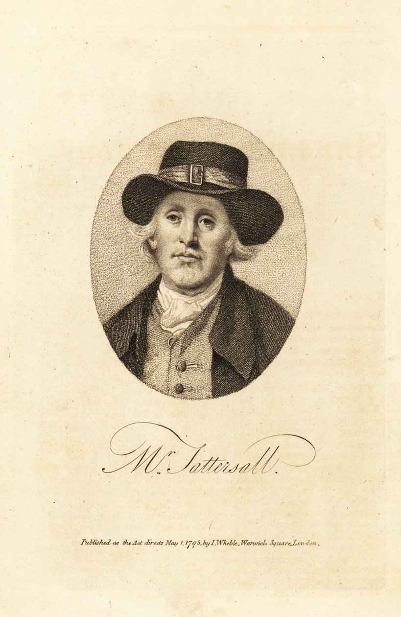 Portrett av Richard Tattersall (1724-1795), grunnlegger av veddeløpsheste auksjonarius Tattersalls på Hyde Park Corner, London av Thomas (after) Beach