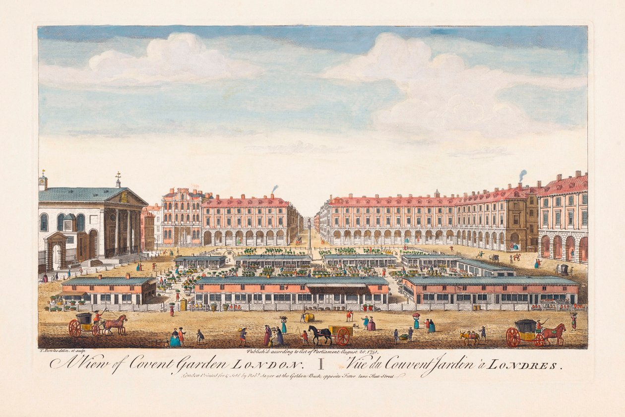 Utsikt over Covent Garden, London av Thomas (after) Bowles