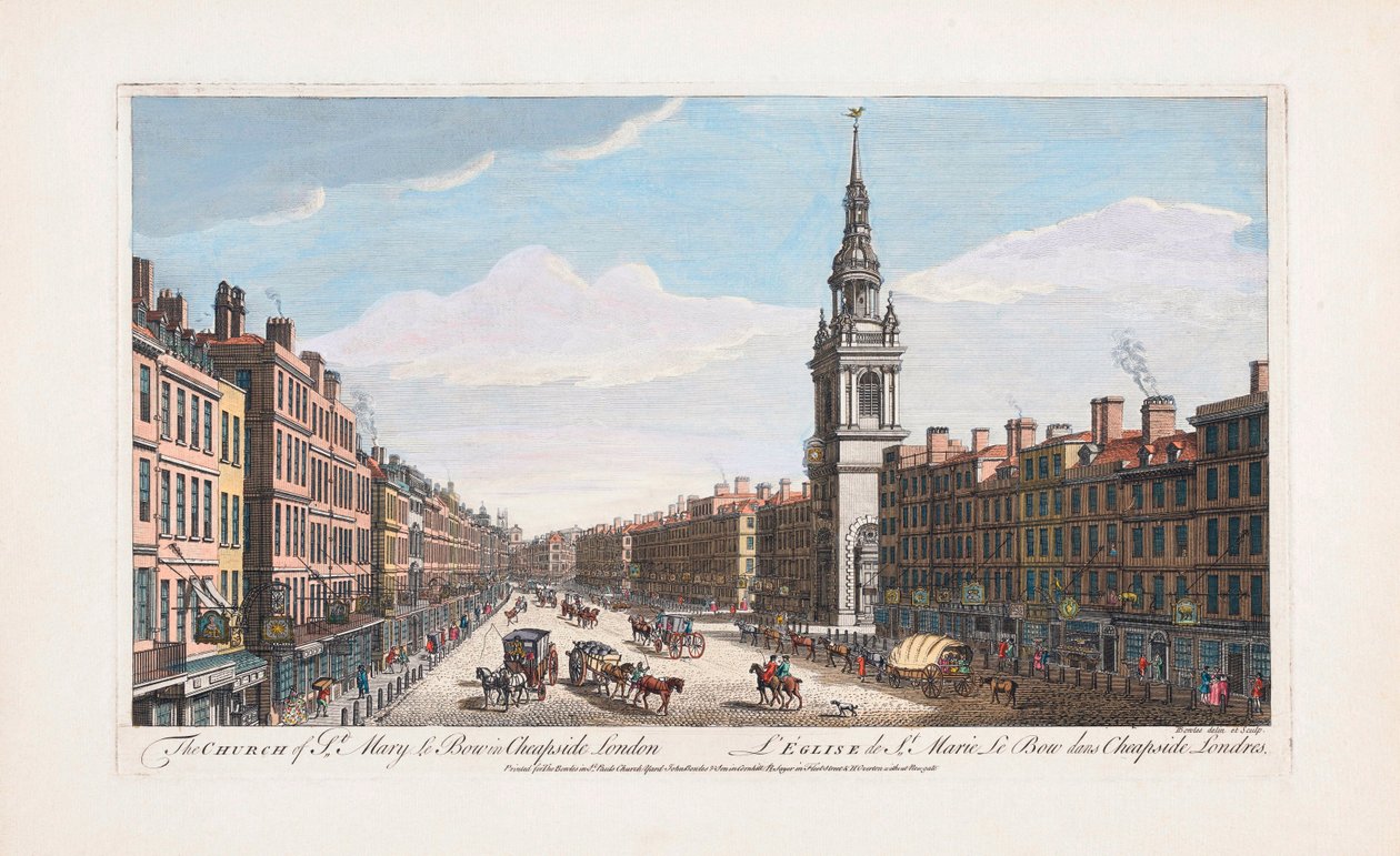 St, Mary le Bow kirke, London av Thomas (after) Bowles