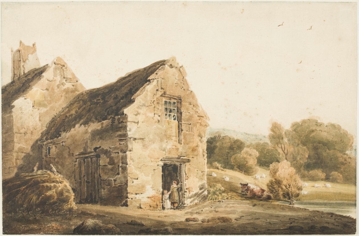 Hytter nær Newcastle Upon Tyne, etter 1800 (kroppsfarge, blyant, akvarell) av Thomas (after) Girtin