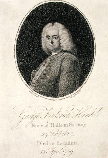 George Frederick Handel (1685-1759) gravert av W. Chapman (gravering) av Thomas (after) Hudson