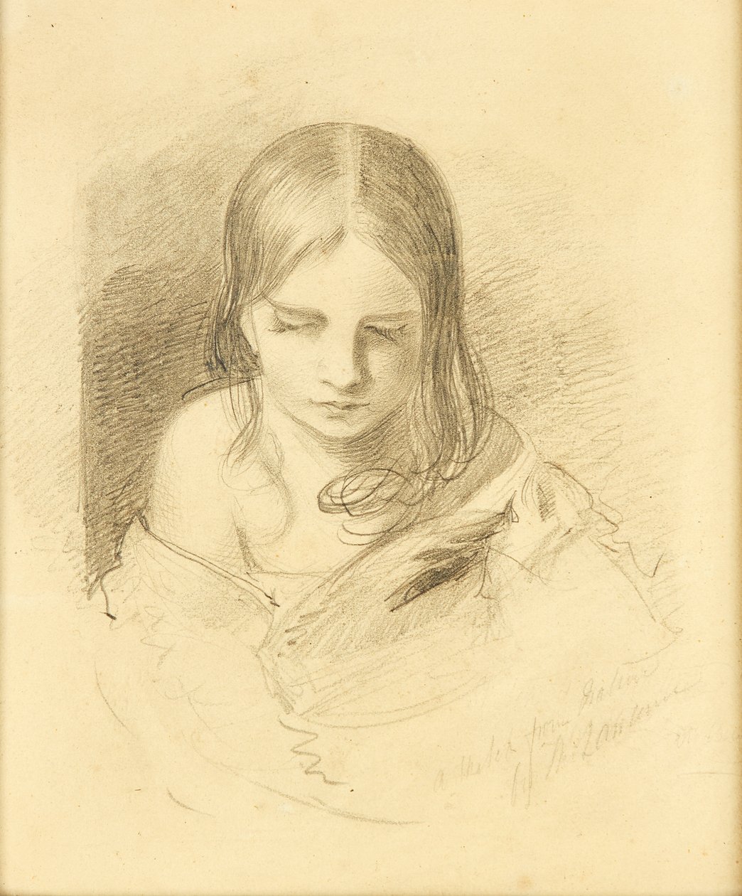 En skisse fra naturen, sies å være Ines Fletcher (blyant) av Thomas (after) Lawrence