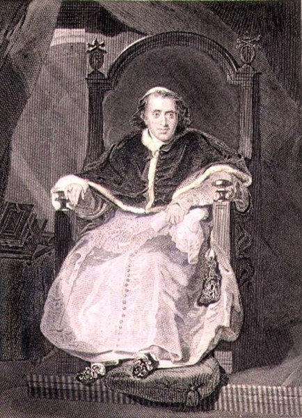 Den romerske paven, Pius VII (Luigi Barnaba Chiaramonti) (1742-1823) gravert av Samuel Freeman (1773-1857) pub. av A. Fullarton & Co. (gravering) av Thomas (after) Lawrence