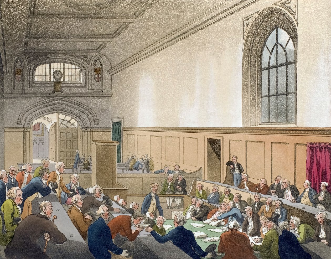 Microcosm of London, tidlig på 1800-tallet (trykk) av Thomas (after) Rowlandson