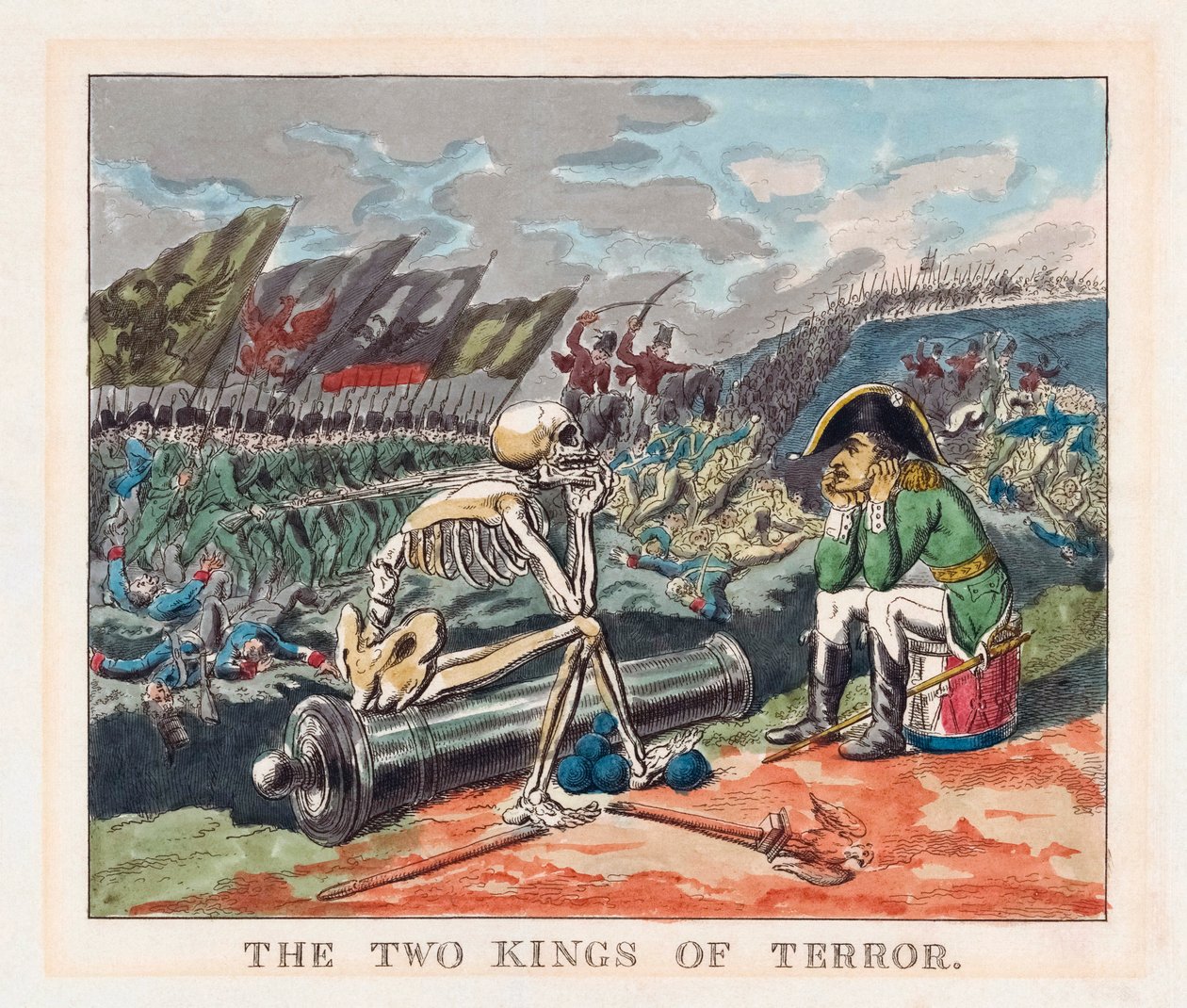 Terrorens to konger. Napoleon og døden. av Thomas (after) Rowlandson