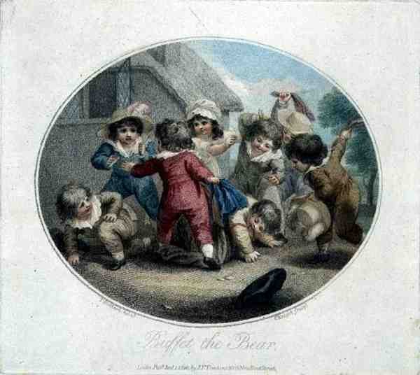 Buffet the Bear, gravert av Charles Knight (1743-c.1826), pub. av J.F. Tomkins av Thomas (after) Stothard