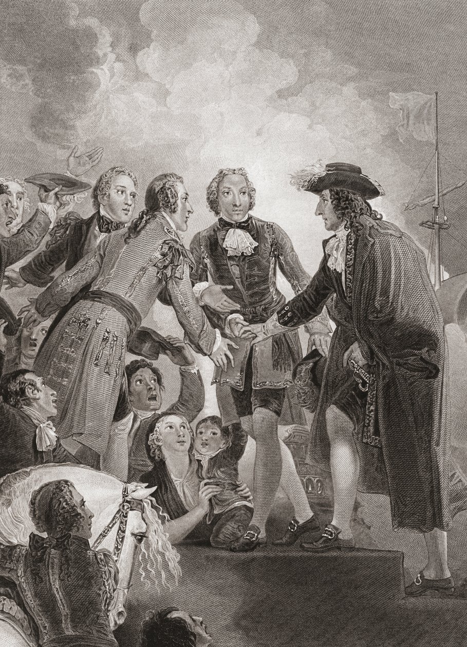 William, Prince of Orange (senere kong William III) lander i Brixham. (skrive ut) av Thomas (after) Stothard