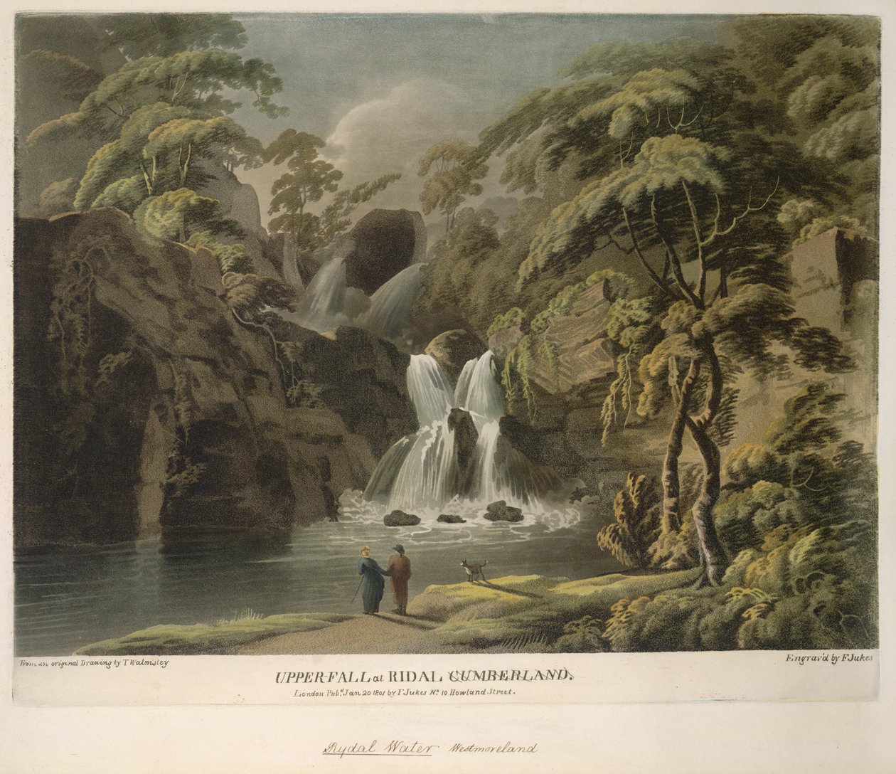 Upper Fall ved Ridal, Cumberland, gravert av F. Jukes av Thomas (after) Walmsley