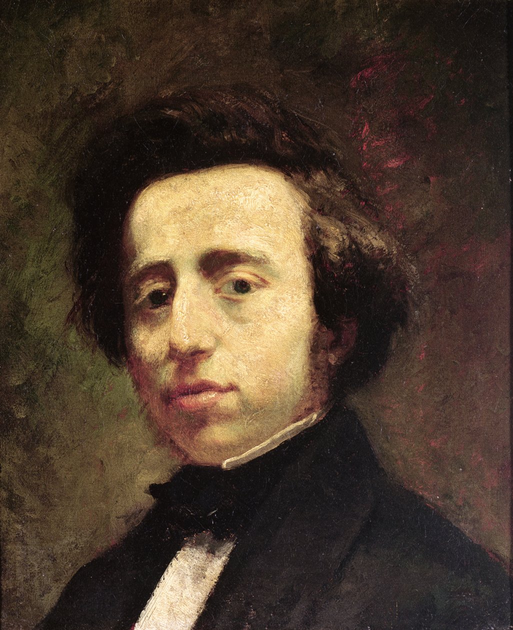 Portrett av Frederic Chopin (1810-49) (olje på lerret) av Thomas (attr. to) Couture